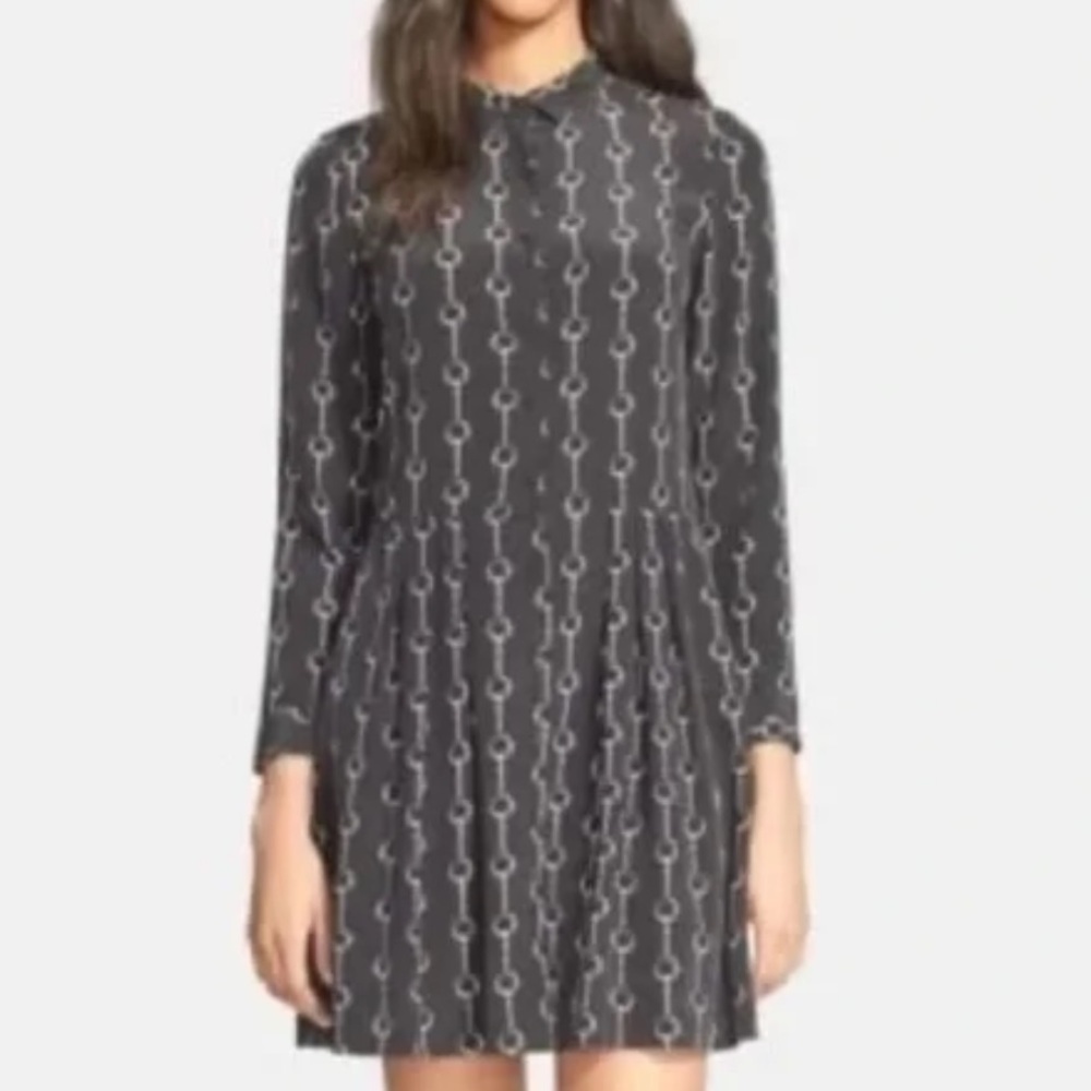 THE KOOPLES Silk LongSleeve Collared buttoned down pleated mini dress SZ: S (1)